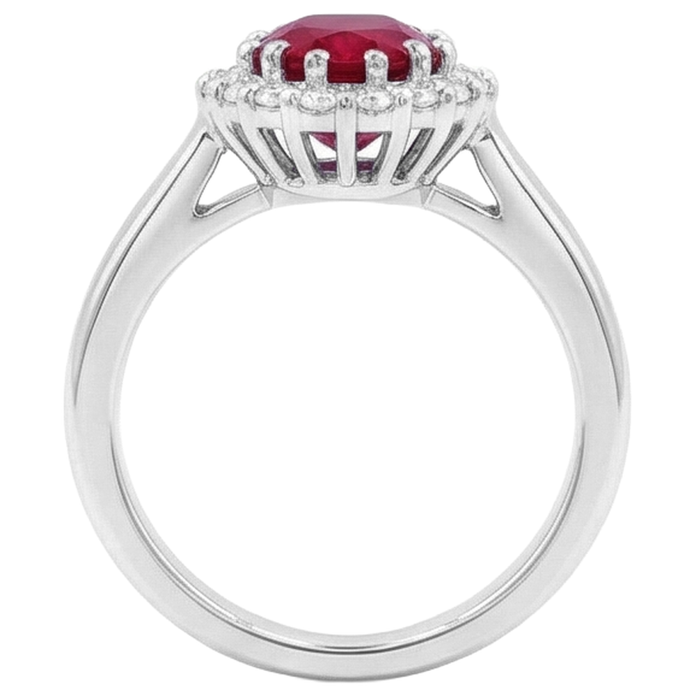 Roter Rubin mit Aus der Erde Abgebauter Natürlicher Diamanten 5,75 Karat Ring Weißgold 14K
