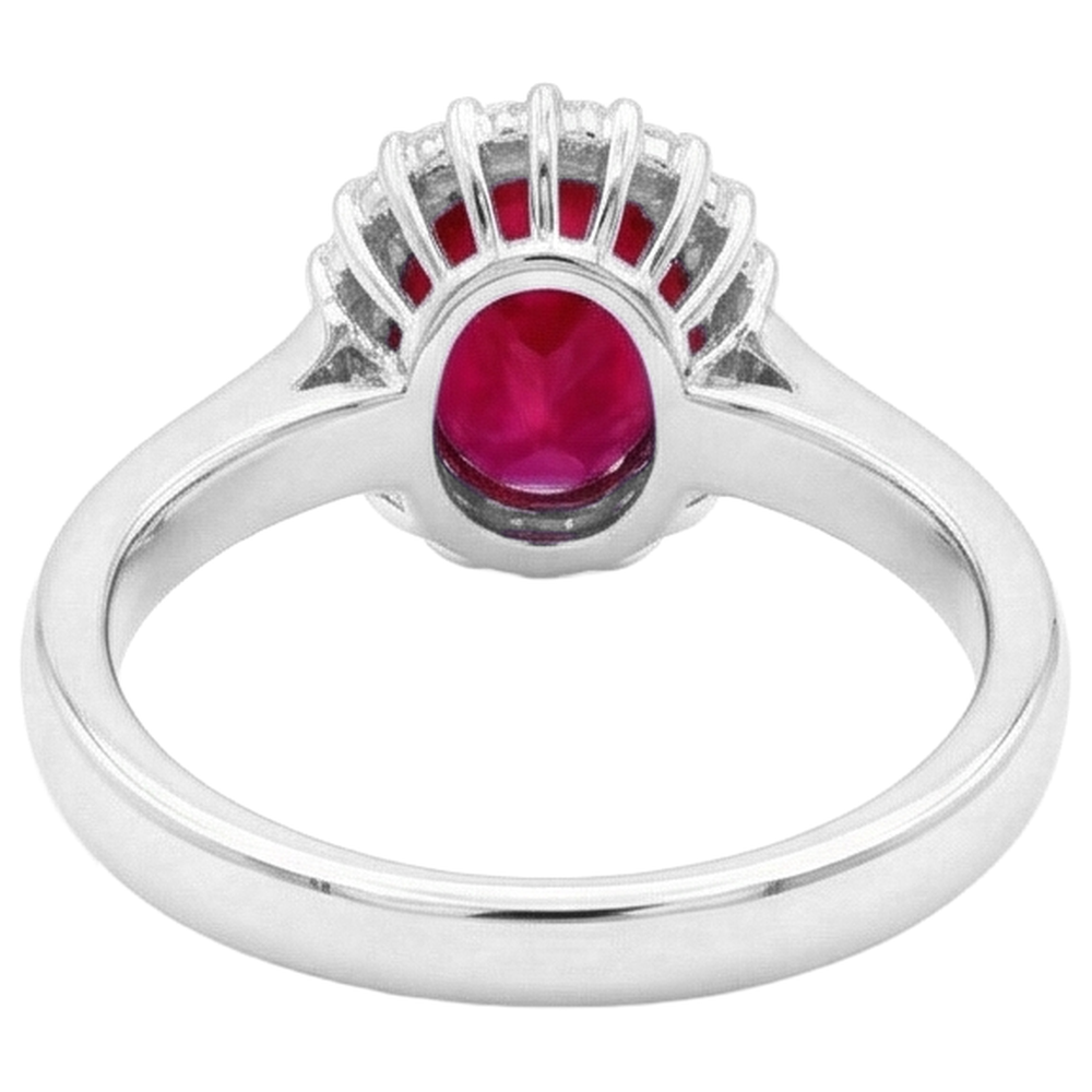 Roter Rubin mit Aus der Erde Abgebauter Natürlicher Diamanten 5,75 Karat Ring Weißgold 14K