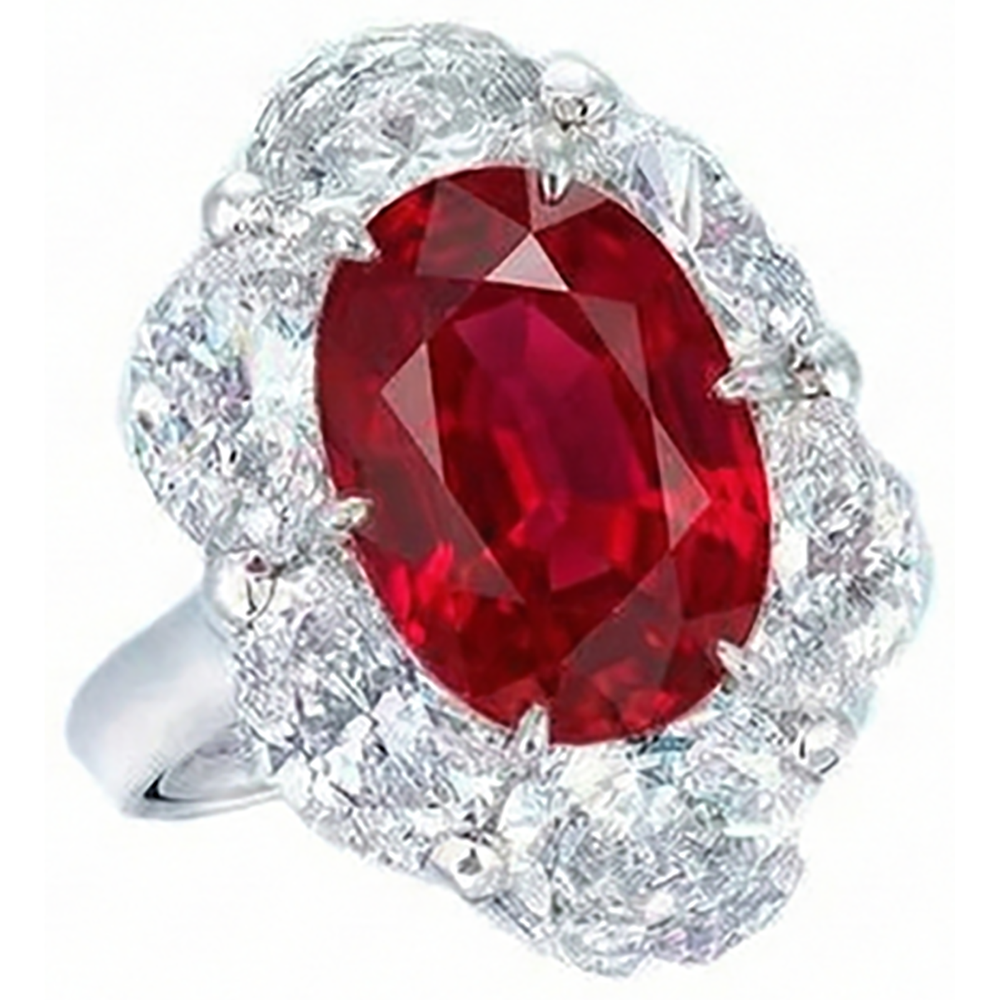 Roter Rubin mit Halo-Aus der Erde Abgebauter Natürlicher Diamant-Ring Weißgold 14K 5,25 Ct Edelstein Neu