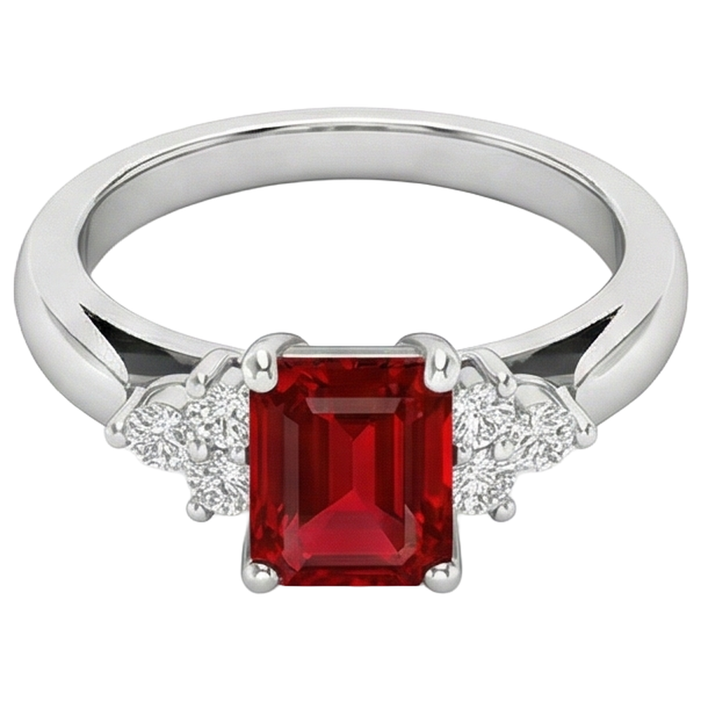 echter round rubin 3.40Karat ring Seitenansicht