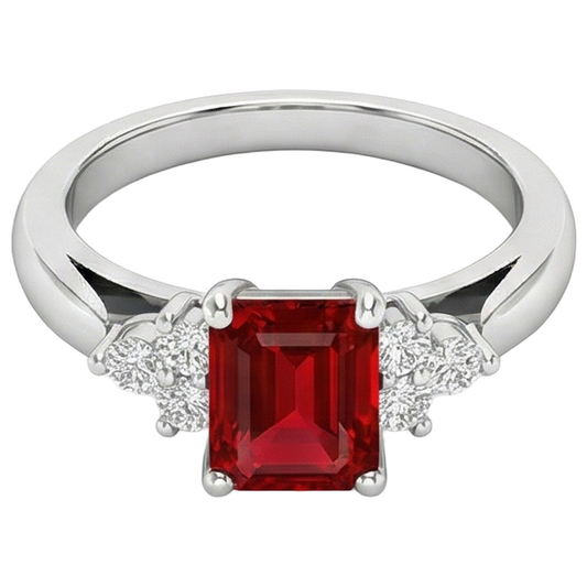 echter round rubin 3.40Karat ring Seitenansicht