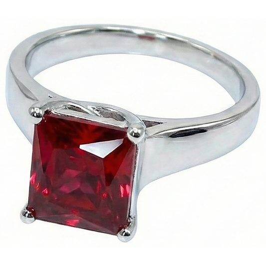 Roter Solitaire Rubin Damenring 2.25 Karat Weißgold 14K