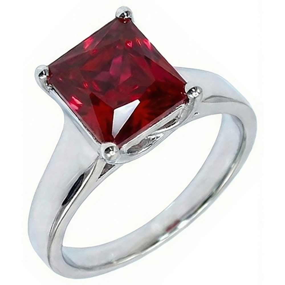 Roter Solitaire Rubin Damenring 2.25 Karat Weißgold 14K