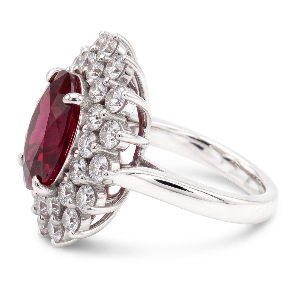 Roter Turmalin und Aus der Erde Abgebauter Natürlicher Diamanten 6,5 Kt. Verlobungsring 14K Gold