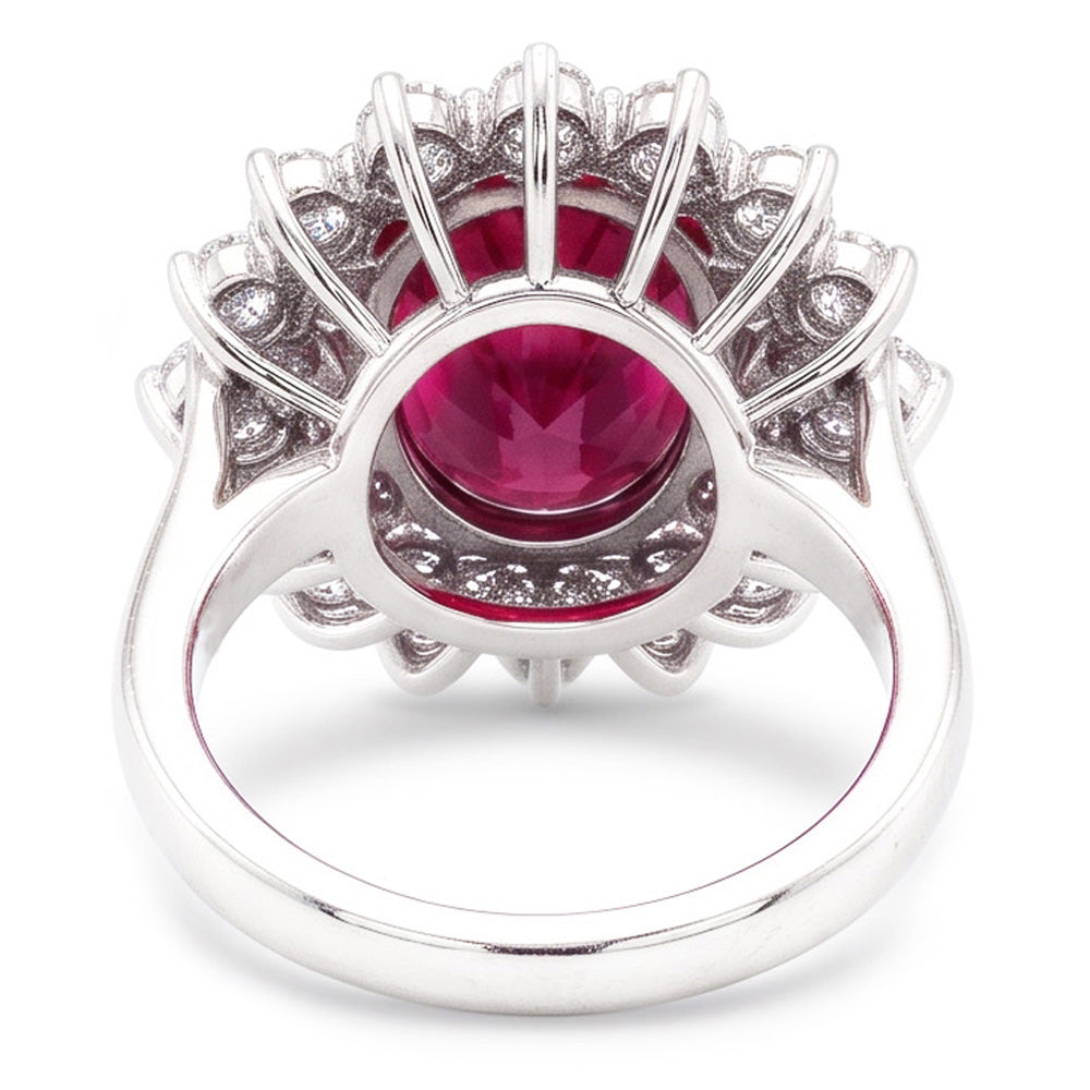 Roter Turmalin und Aus der Erde Abgebauter Natürlicher Diamanten 6,5 Kt. Verlobungsring 14K Gold