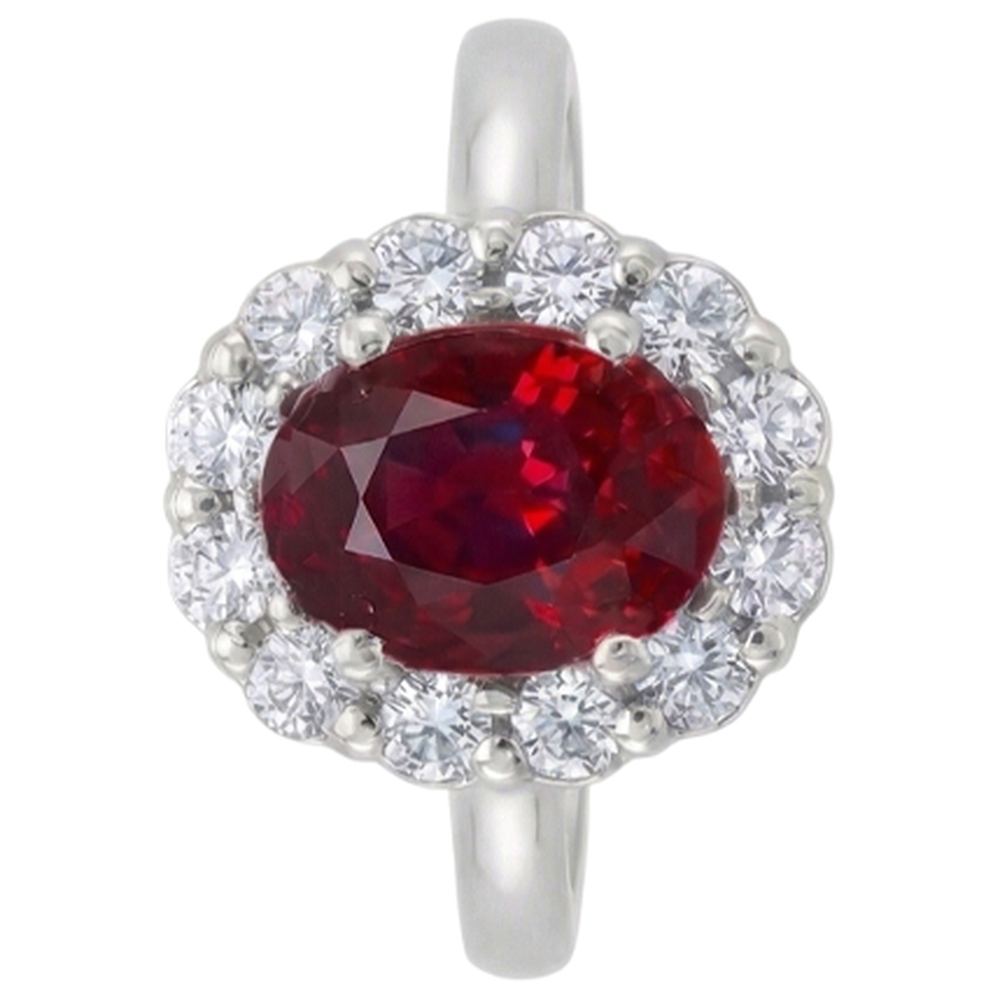 Roter natürlicher Rubin Halo Aus der Erde Abgebauter Natürlicher Diamant Ehering Weißgold 14K 6,5 Ct