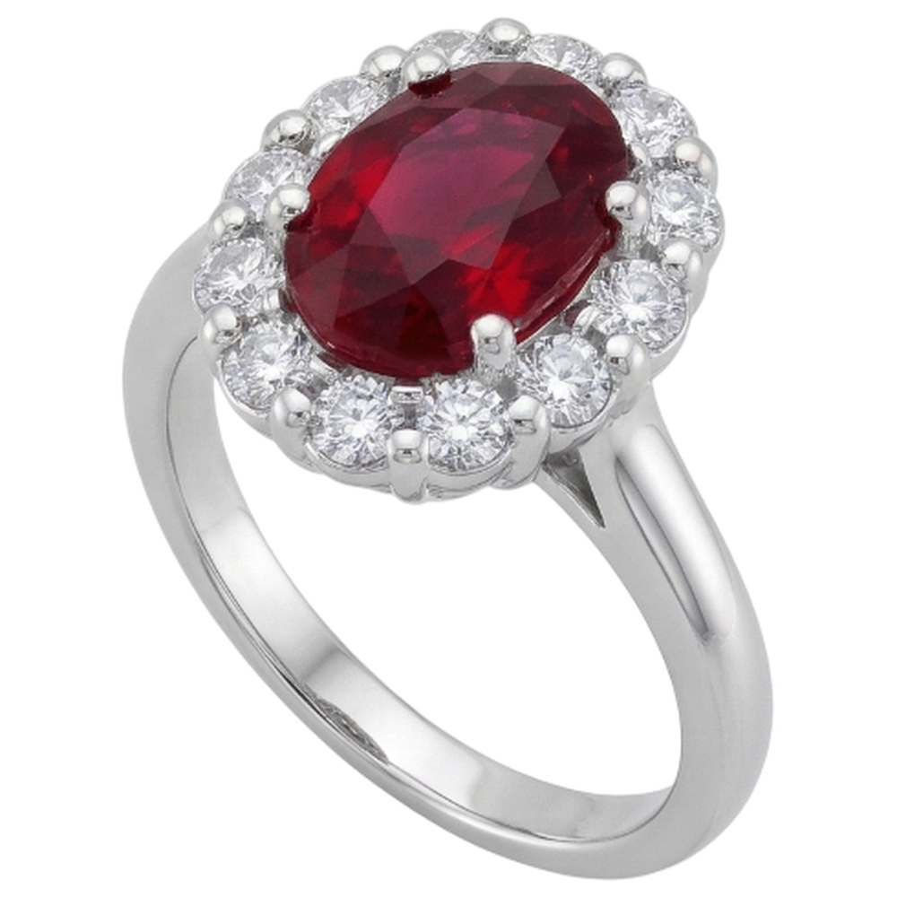Roter natürlicher Rubin Halo Aus der Erde Abgebauter Natürlicher Diamant Ehering Weißgold 14K 6,5 Ct