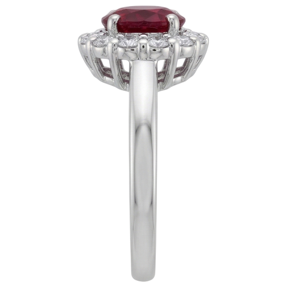 Roter natürlicher Rubin Halo Aus der Erde Abgebauter Natürlicher Diamant Ehering Weißgold 14K 6,5 Ct