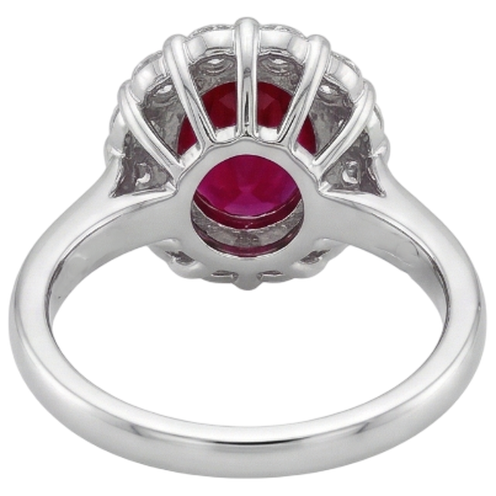 Roter natürlicher Rubin Halo Aus der Erde Abgebauter Natürlicher Diamant Ehering Weißgold 14K 6,5 Ct