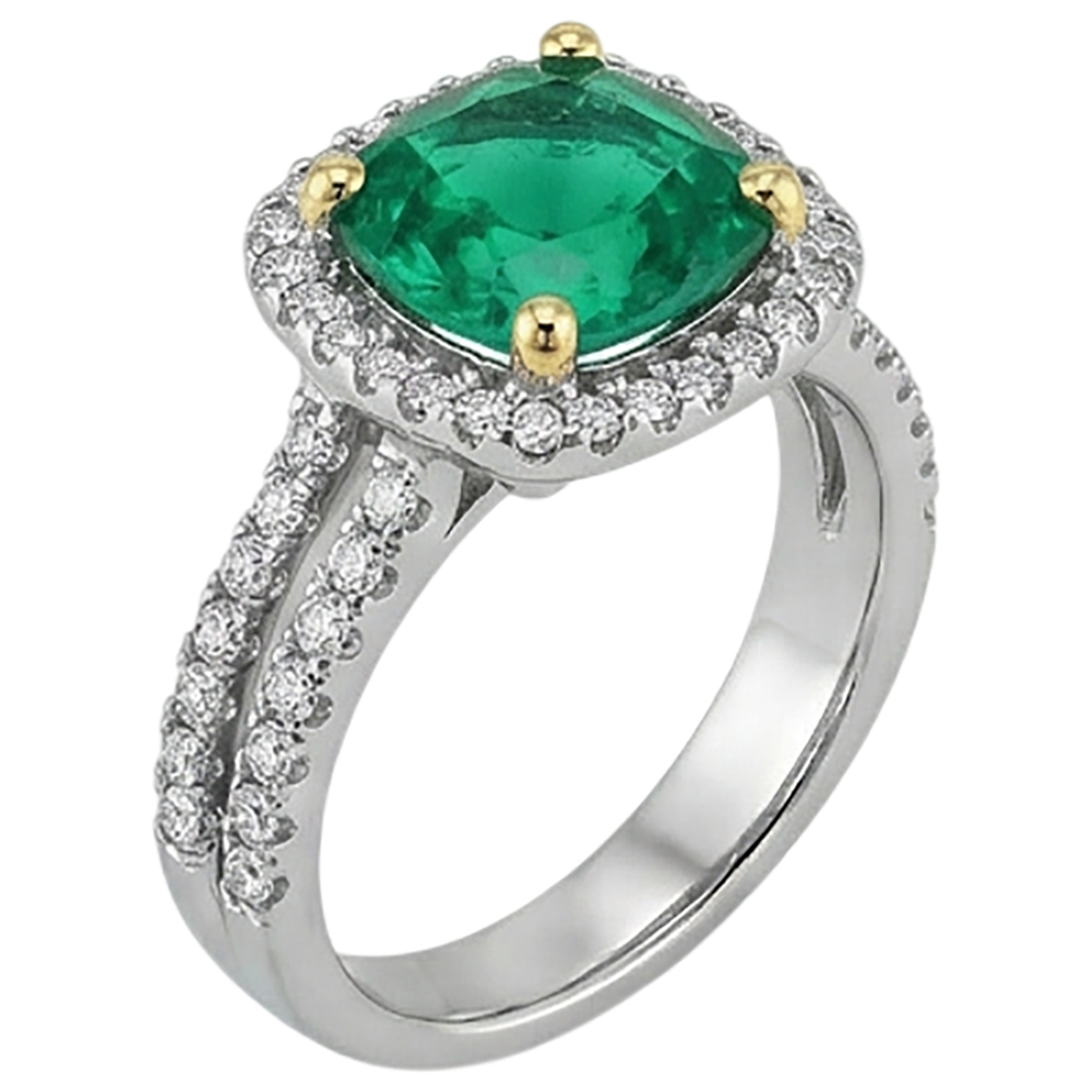 Brillanter Smaragd Schmuckstein-Ring 4 Karat – Profilansicht