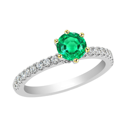 Brillantschliff Kolumbianischer Smaragd Farbstein-Ring in 14