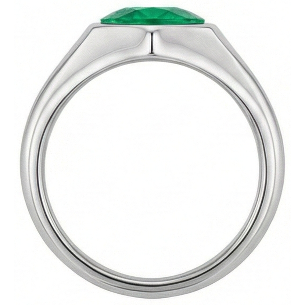 Brillantschliff Smaragd Ring in 14 Karat Weißgold – Rückansicht