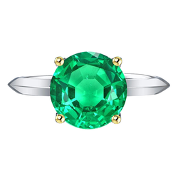 Bicolor 14K Gold GIA-Zertifiziert Smaragd Edelstein-Ring 3,50