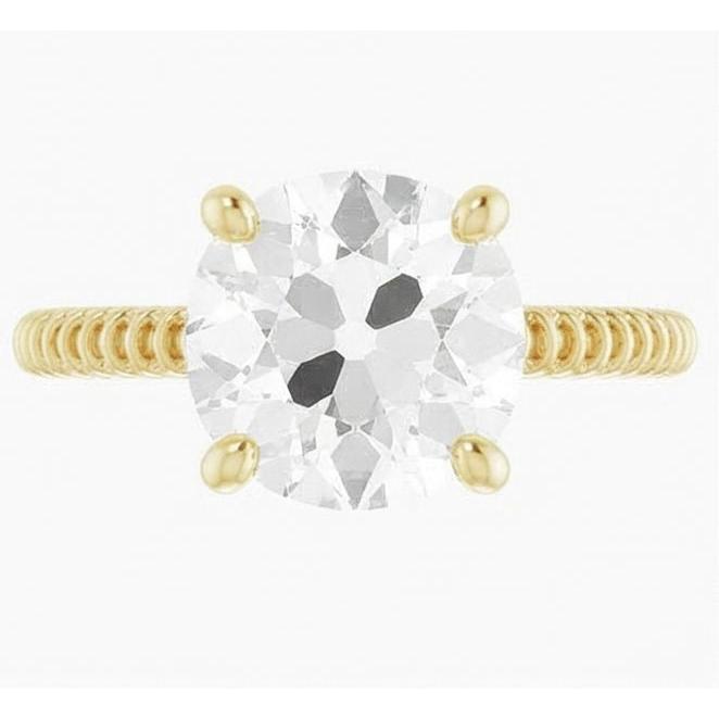 Brillant Einzelstein-Ring 2,50-Karat 14K Gelbgold – Schrägansicht
