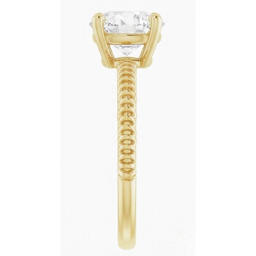 Brillant Old Mine Cut Einzelstein-Ring in 14K Gelbgold – Profilansicht