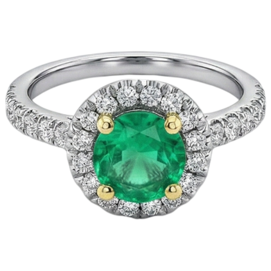 Erdgewonnener Smaragd Edelstein-Ring – Frontansicht