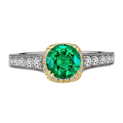 Perlrand Schmuckstein-Ring – Smaragd 2,50 Karat 14 Karat