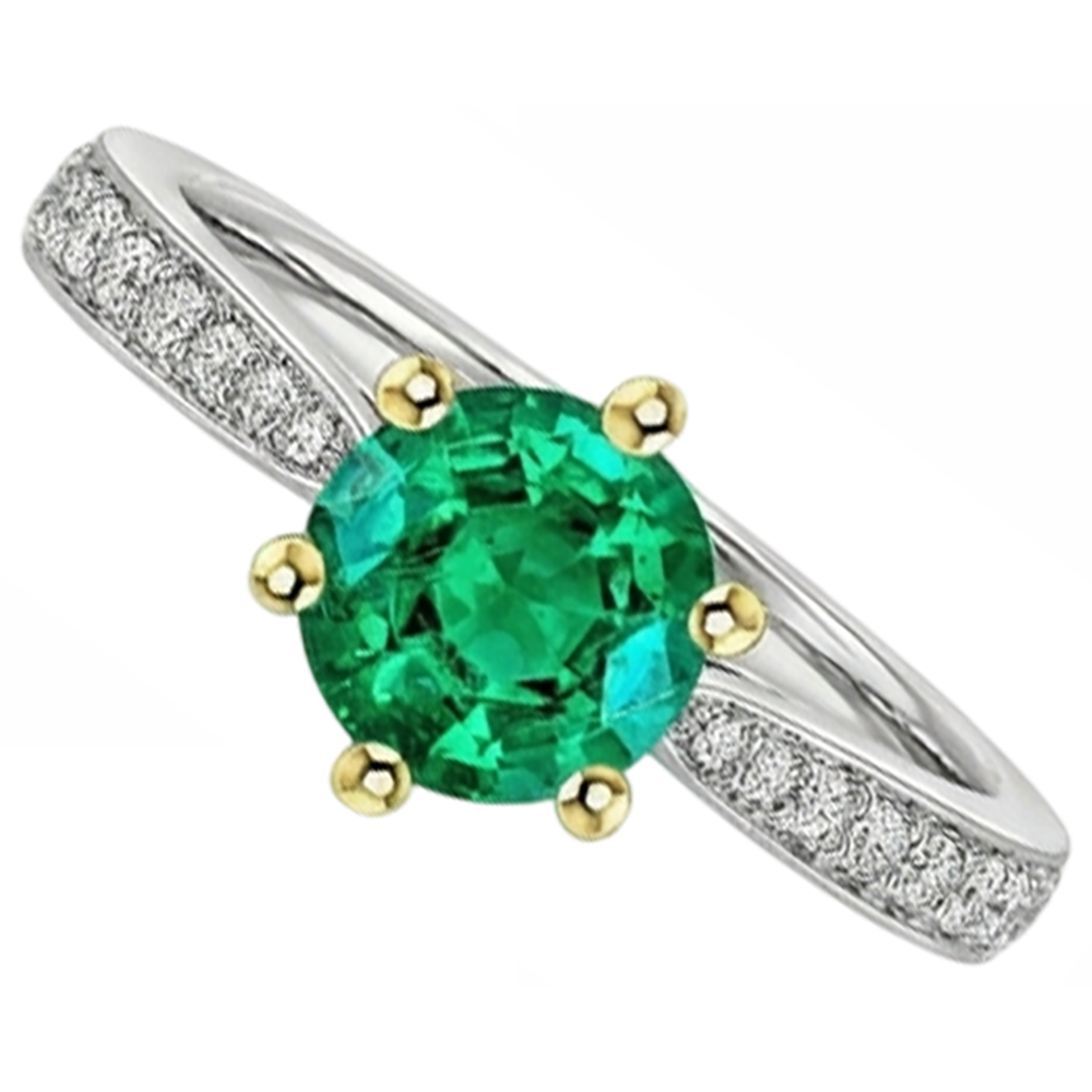 Authentischer Smaragd Farbstein-Ring – Schrägansicht
