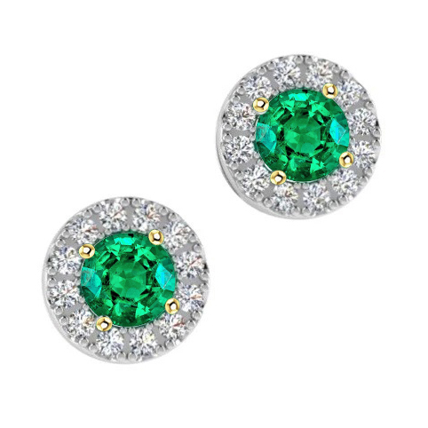 Gemstone Earring Zweifarbiges 14K Gold mit Edler Smaragd – Hauptansicht