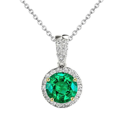 GIA-Geprüft Stein-Halskette – Smaragd 1,50 Karat Bicolor 14K Gold
