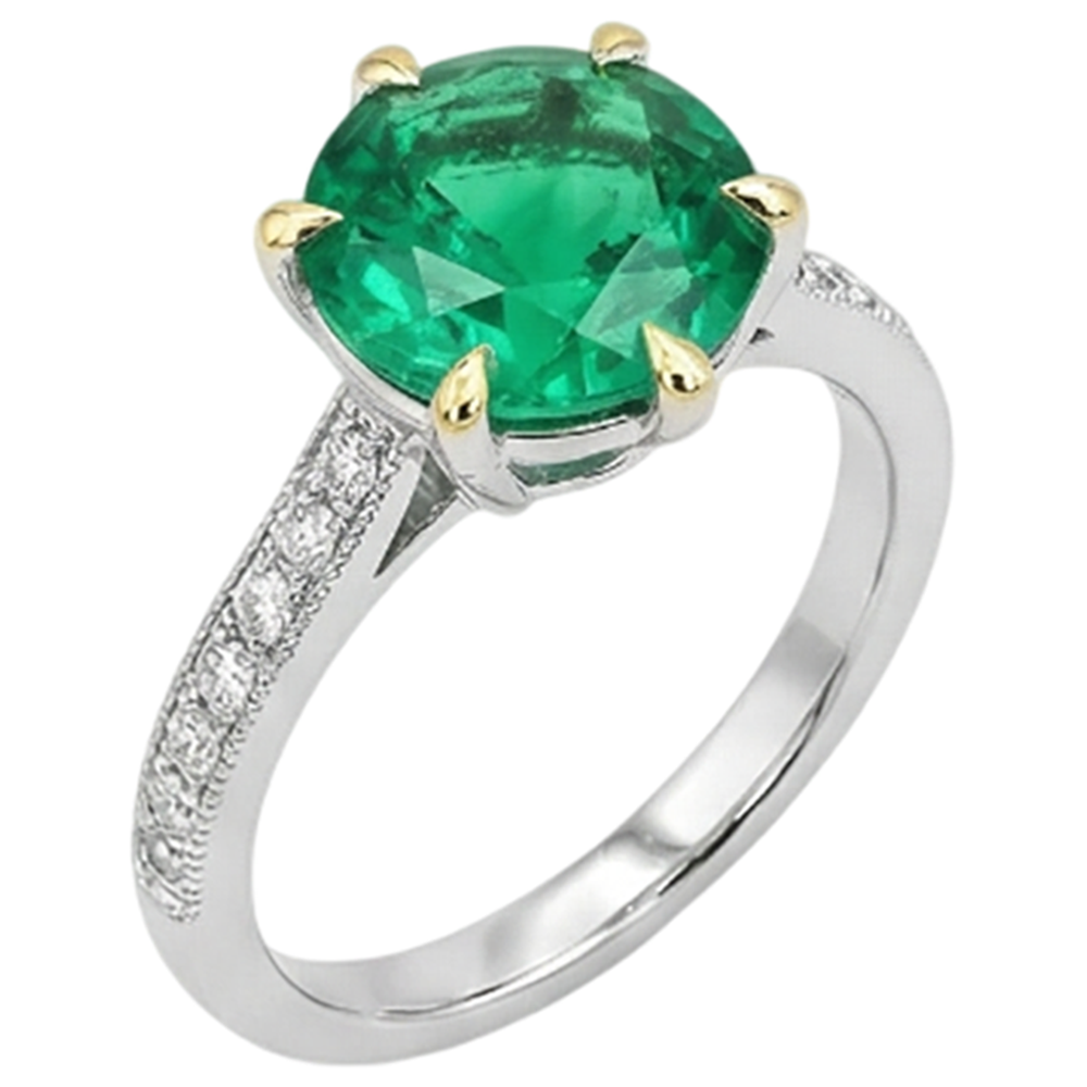 Authentischer Smaragd Schmuckstein-Ring – Schrägansicht