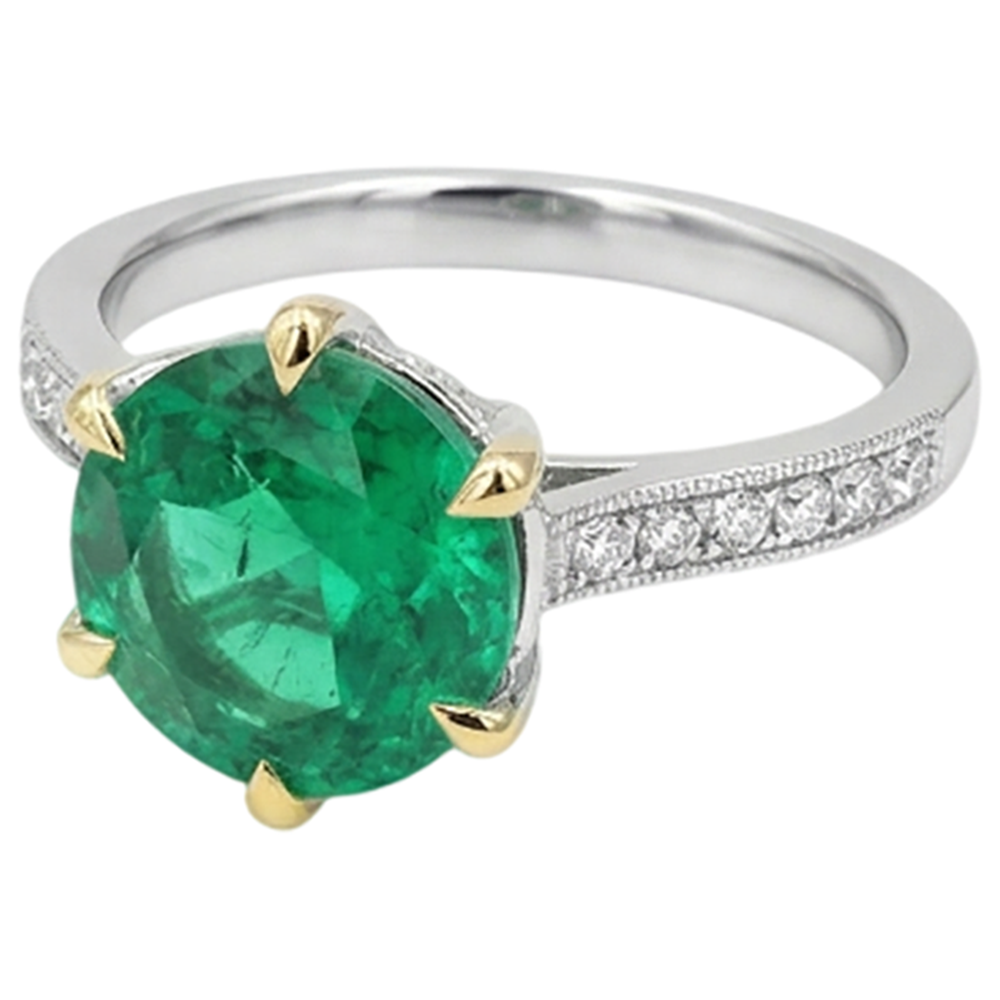 Authentischer Smaragd Schmuckstein-Ring – Seitenansicht