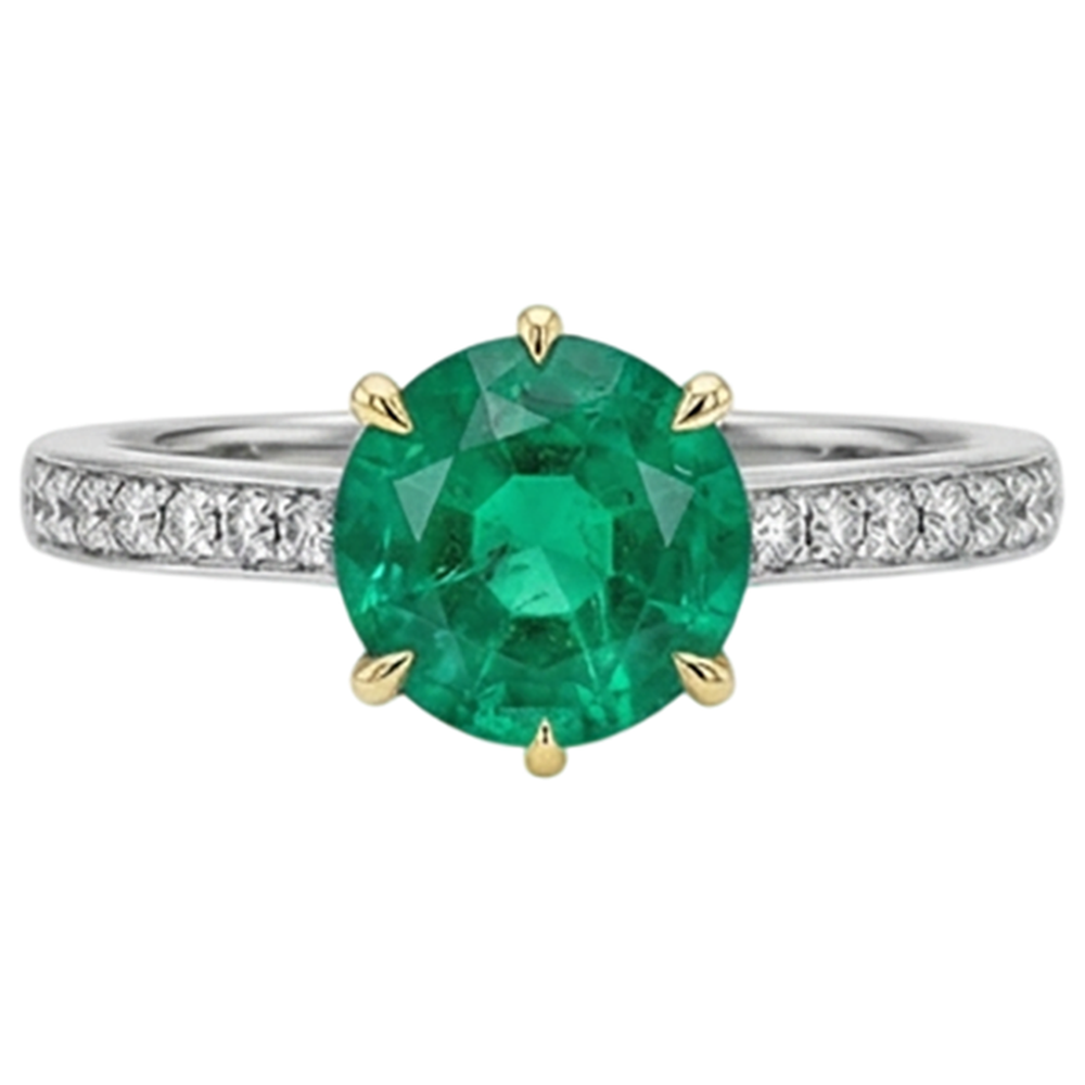 Authentischer Smaragd Schmuckstein-Ring – Frontansicht