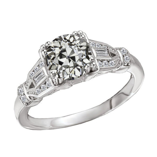 Authentischer Diamant Solitär-Ring mit Akzenten 1,50 Karat 14K Weißgold – Hauptansicht