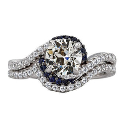 Antik-Kissen-Schliff Diamant Halo-Fassung Ring in 14K Weißgold