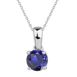 Schmuckstein-Anhänger 14K Weißgold – Blauer Saphir Rund-Brillant