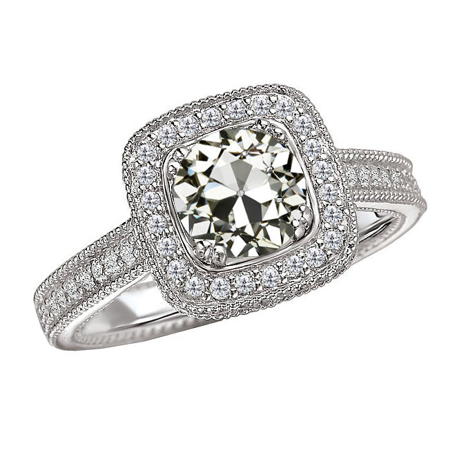 Brillant Halo-Fassung Ring 3-Karat 14K Weißgold – Hauptansicht