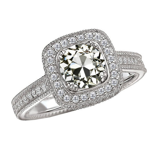 Brillant Halo-Fassung Ring 3-Karat 14K Weißgold – Hauptansicht
