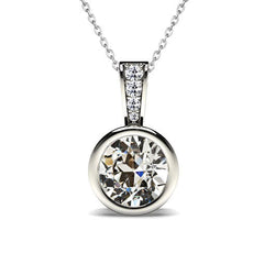 14K Weißgold Edler Diamant Anhänger – 1,50-Karat Old Mine Cut