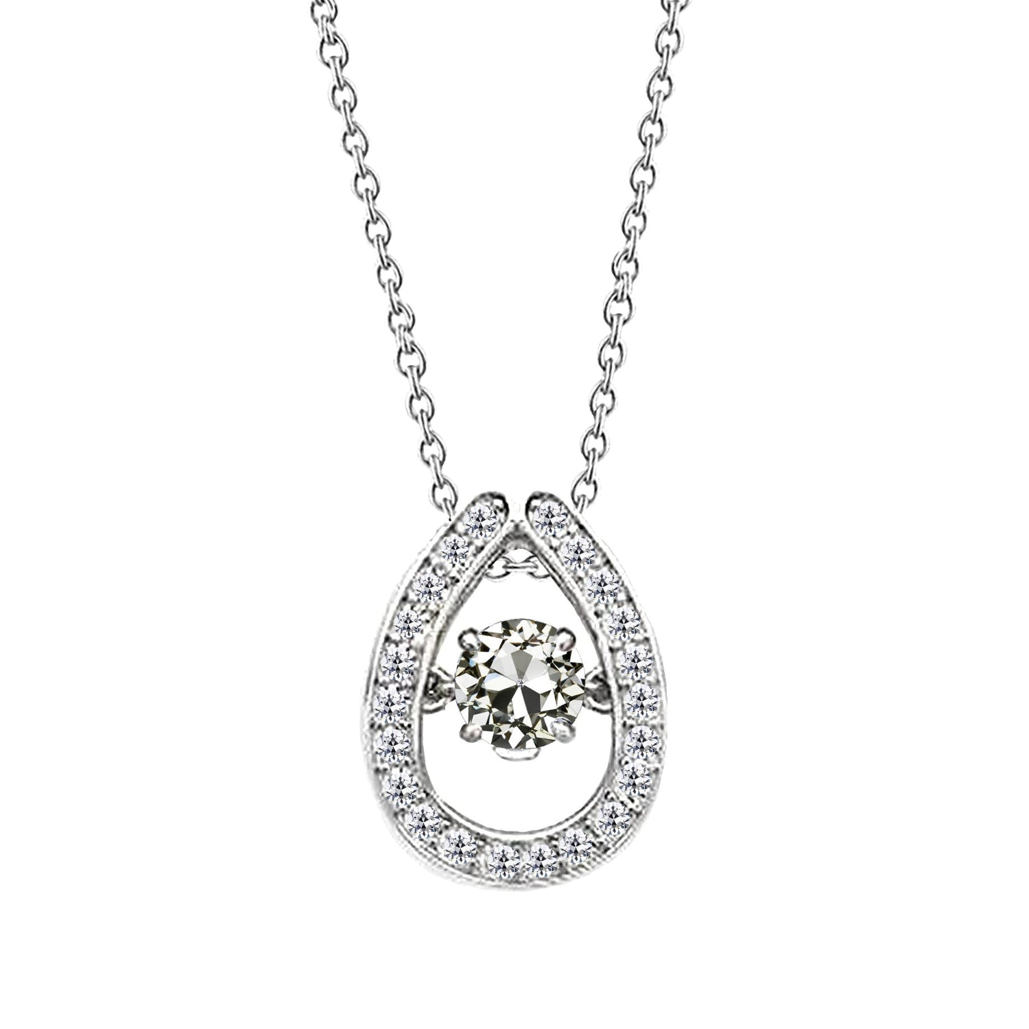 Hänge-Anhänger 14K Weißgold mit Diamant – Hauptansicht