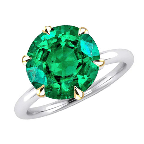 Edelstein-Ring 14 Karat Zweifarbig Gold mit Edler Smaragd – Hauptansicht
