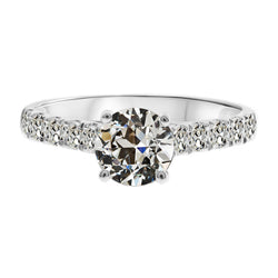 Handgemachter Brillant Solitär-Ring mit Akzenten 3 Karat – 14