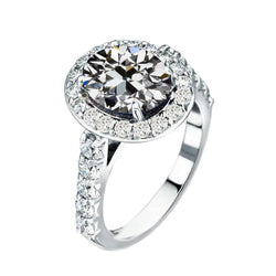 Antik-Kissen-Schliff Brillant Halo-Ring in 14 Karat Weißgold