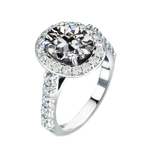 Brillant Halo-Ring 3,50-Karat 14 Karat Weißgold – Hauptansicht