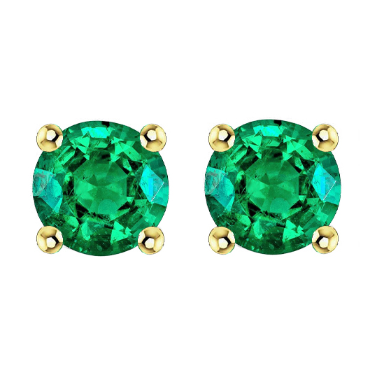 Rund-Brillant Kolumbianischer Smaragd Ring in Bicolor 14K Gold – Hauptansicht