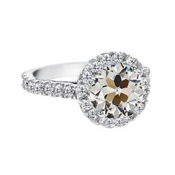 Erdgewonnener Diamant Halo-Verlobungsring 3 Karat – 14 Karat