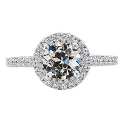 Luxuriöser Brillant Halo-Fassung Ring – 4 Karat 14 Karat Weißgold