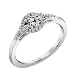 Halo-Fassung Ring 14K Weißgold – Brillant Antik-Kissen-Schliff 2