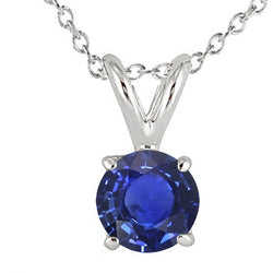 Schmuckstein-Anhänger 14K Weißgold – Kornblumenblauer Saphir