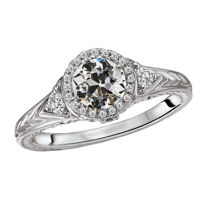 Edler Diamant Halo-Verlobungsring 2-Karat 14K Weißgold – Hauptansicht
