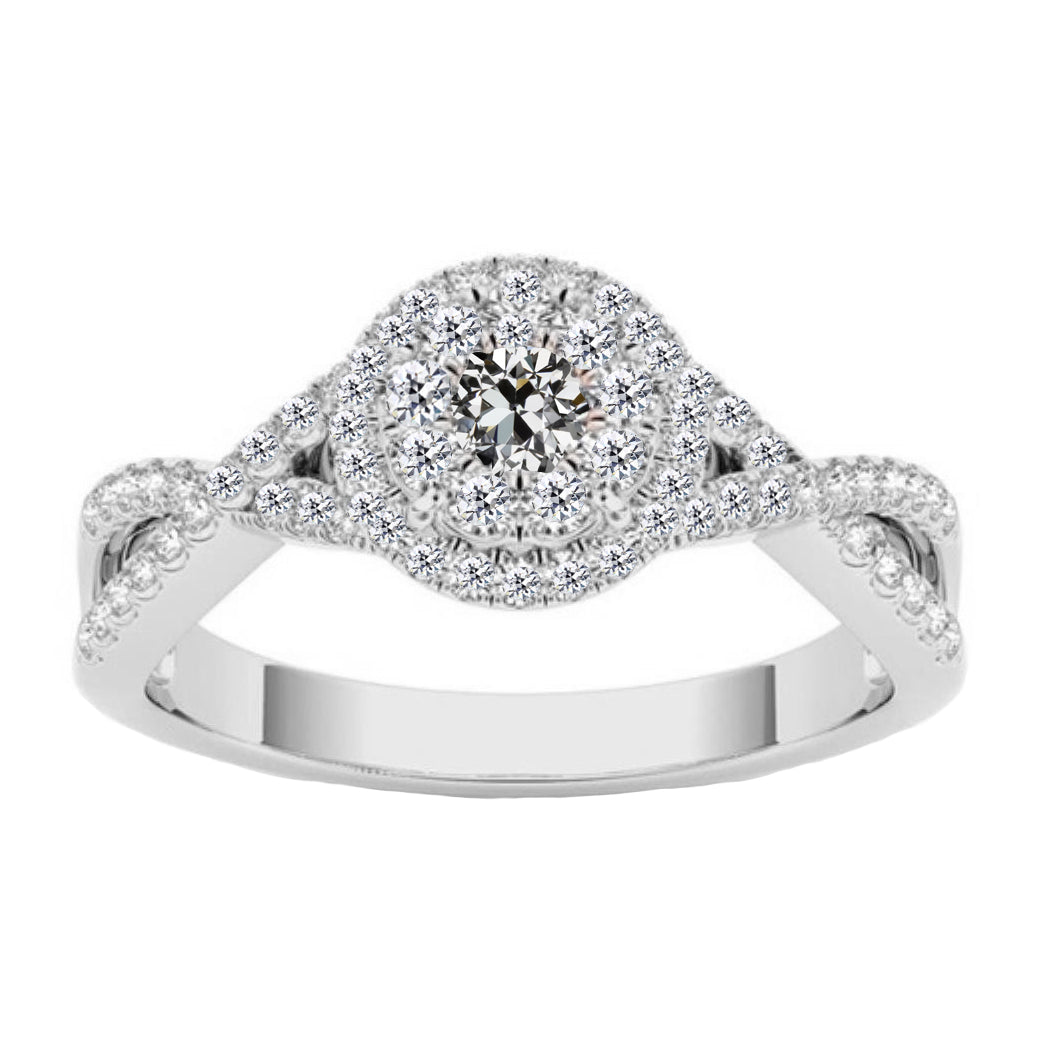 Strahlender Halo-Ring 1 Karat – Hauptansicht