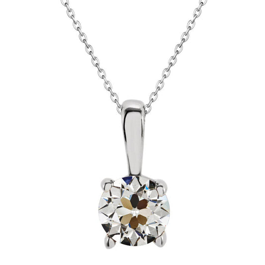 Edler Diamant Old Mine Cut Hänge-Anhänger in 14K Weißgold – Hauptansicht
