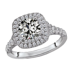 Luxuriöser Brillant Halo-Verlobungsring – 1,50 Karat 14K Weißgold