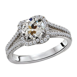 Naturreiner Jubiläumsband Brillant Halo-Fassung Ring 4 Karat