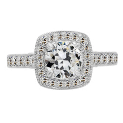 Erdgewonnener Brillant Halo-Fassung Ring – 14K Weißgold 3 Karat