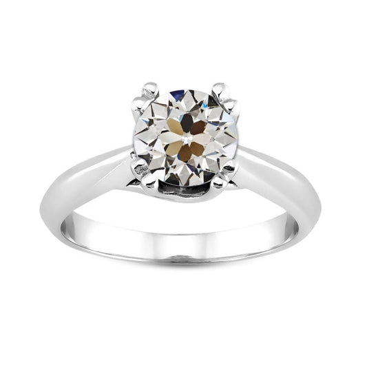 Diamant Antik-Kissen-Schliff Einzelstein-Ring in 14 Karat Weißgold – Hauptansicht